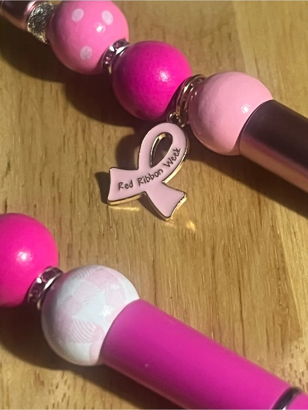 Beaded Pink Charm Ballpoint Pens - Set of 2 M44